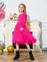 ⁦هالو مونينغ فساتين توتو للبنات الصغيرات من التول اللطيف بتصميم خريفي مكشكش واكمام طويلة وحافة مرتفعة ومنخفضة، فستان 5-14 سنة⁩ - الصورة ⁦3⁩