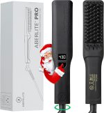 ابرليتي برو (مطور) - مكواة فرد اللحية والشعر الايونية المتطورة مع فرشاة تسخين مضادة للحروق - ترطيب خالٍ من الالم لجميع الانواع