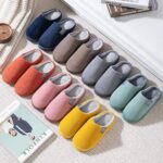 ⁦شبشب منزلي من القطن للرجال والنساء، شبشب منزلي داخلي من الميموري فوم، قطن دافئ للخريف والشتاء، شبشب مريح مضاد للانزلاق للاستخدام الداخلي والخارجي (اللون: بني، المقاس: 42/43⁩ - الصورة ⁦2⁩