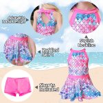 ⁦زي سباحة للبنات من يو او كيو او، زي سباحة بتصميم حورية البحر مع تنورة وشورت، بدلة سباحة للاطفال من عمر 2-12 سنة⁩ - الصورة ⁦2⁩
