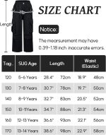 ⁦سيور بنطلون كارجو للبنات بخصر مرن مع جيوب متعددة من القطن، ملابس الشارع الشارع، ملابس كاجوال للعب المدرسي⁩ - الصورة ⁦6⁩