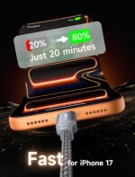 ⁦جي سوكس كيبل USB C الى USB C بطول 2 متر وقدرة 100 واط [قطعتين]، كيبل USB C للشحن السريع (c الى c) متوافق مع ايفون 16/بلس/برو ماكس/15، ماك بوك، ايباد ميني 6/برو، S23/S24 الترا، رمادي بيكسل⁩ - الصورة ⁦2⁩