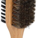 فرشاة لحية مزدوجة الجوانب للرجال - اداة حلاقة 2 في 1 بشعيرات متينة وناعمة ومقبض خشبي مريح، فرشاة للشارب/اللحية مناسبة للسفر (بني)