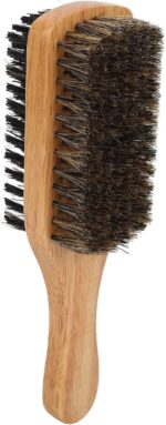 فرشاة لحية مزدوجة الجوانب للرجال - اداة حلاقة 2 في 1 بشعيرات متينة وناعمة ومقبض خشبي مريح، فرشاة للشارب/اللحية مناسبة للسفر (بني)