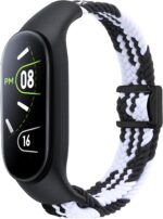 ⁦سوار مضفر قابل للتمدد متوافق مع سوار شاومي الذكي 9/شاومي باند 8 للنساء والرجال، سوار معصم بديل من النايلون المرن بحلقة فردية قابلة للتعديل لسوار شاومي الذكي 9/8 من اجامينو⁩ - الصورة ⁦2⁩