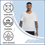 ⁦تي شيرت رجالي مضاد للتعرق، قميص شبكي للرجال، قمصان تحت الابط مضادة للتعرق من قطعتين، ملابس داخلية واقية للرجال (مقاس M، مناسب لوزن 65-80 كجم)⁩ - الصورة ⁦5⁩