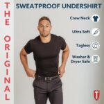 ⁦تي شيرت داخلي مقاوم للتعرق للرجال مع وسادات العرق تحت الإبط (مقاس نحيف، رقبة دائرية)⁩ - الصورة ⁦4⁩