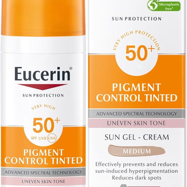 جل كريم ملون للتحكم بالتصبغات بعد التعرض للشمس لون متوسط بعامل حماية من اشعة الشمس 50+ من يوسيرن، بلون برتقالي