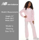 ⁦نيو بلانس طقم مكون من قطعتين للبنات - سويت شيرت بقبة دائرية ضيقة وسروال ضيق واسع، ملابس رياضية فاخرة من القطن الناعم المخلوط والصوف⁩ - الصورة ⁦4⁩