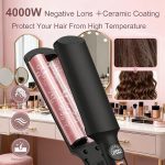 ⁦اداة تجعيد الشعر من ويفر، مكواة تجعيد الشعر، مكواة تمويج الشعر، اداة تمويج شعر صغيرة بحجم مناسب للسفر، مع 5 درجات حرارة، مضادة للحروق، ايقاف تلقائي 30 متر للمواعدة، اسود للاستخدام اليومي⁩ - الصورة ⁦3⁩