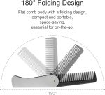 ⁦امشاط جيب قابلة للطي من الستانلس ستيل للرجال من بوكيلا، امشاط للشارب والخبز، مشط للشعر واللحية مع غطاء، مثالي لتصفيف الشعر وفك تشابك الشعر (3 قطع)⁩ - الصورة ⁦4⁩