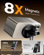 ⁦قاعدة شحن لاسلكية 3 في 1 من جارلو لاجهزة ابل ايفون وايربودز والساعة مع حامل شحن ماج سيف، حامل شحن سريع مغناطيسي 15 واط، قاعدة شحن لاسلكية لسامسونج وايفون 17 16 15 14 13 12⁩ - الصورة ⁦2⁩