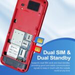 ⁦جوال اساسي للاطفال او كبار السن، جوال 4G ، جوال ثنائي شرائح الاتصال غير مقفل، هاتف عمل احتياطي مع زر كبير، احمر⁩ - الصورة ⁦4⁩