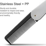 ⁦امشاط جيب قابلة للطي من الستانلس ستيل للرجال من بوكيلا، امشاط للشارب والخبز، مشط للشعر واللحية مع غطاء، مثالي لتصفيف الشعر وفك تشابك الشعر (3 قطع)⁩ - الصورة ⁦3⁩