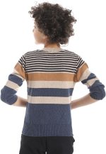 ⁦بلوفر مخطط برقبة دائرية ضيقة للاولاد⁩ - الصورة ⁦3⁩