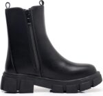 ⁦حذاء بيتي عصري بسحاب جانبي للبنات الصغيرات والكبيرات (للاطفال الصغار/الاطفال الكبار)، اسود، مقاس 4 للاطفال الكبار⁩ - الصورة ⁦4⁩