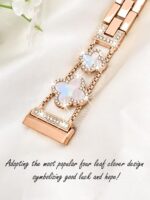 ⁦اساور بلينج من ازوني متوافقة مع ساعة فيتبيت فيرسا 3/4/سينس اند سينس 2 الذكية، سوار ساعة من الستانلس ستيل بتصميم فراشة مرصع باحجار الراين، سوار معدني لطيف للنساء⁩ - الصورة ⁦5⁩