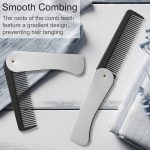 ⁦امشاط جيب قابلة للطي من الستانلس ستيل للرجال من بوكيلا، امشاط للشارب والخبز، مشط للشعر واللحية مع غطاء، مثالي لتصفيف الشعر وفك تشابك الشعر (3 قطع)⁩ - الصورة ⁦5⁩