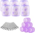 مجموعة بكرات شعر متوسطة وصغيرة من ايلور، 12 قطعة من بكرات الشعر ذاتية الإمساك 40 ملم و30 ملم و12 قطعة من مشابك تقسيم منقار البطة لصالونات الحلاقة وتصفيف الشعر (متنوعة)