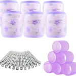 مجموعة بكرات شعر متوسطة وصغيرة من ايلور، 12 قطعة من بكرات الشعر ذاتية الإمساك 40 ملم و30 ملم و12 قطعة من مشابك تقسيم منقار البطة لصالونات الحلاقة وتصفيف الشعر (متنوعة)