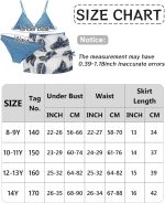 ⁦طقم بيكيني للبنات من كيويا مكون من 3 قطع مع تنورة وابزيم بدون ظهر مزين بالزهور مناسب لسن 8-14 سنة⁩ - الصورة ⁦6⁩
