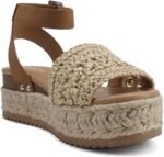 ⁦صندل كاجوال بكعب عريض عريض مفتوح عند الأصابع من Soda Topic, جلد نوبوك بلون أسود, 0⁩ - الصورة ⁦4⁩