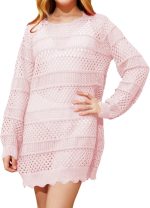 ⁦فستان شاطئ كروشيه عصري باكمام طويلة للبنات من تشارم دبليو ام لعمر 5-14 سنة⁩ - الصورة ⁦2⁩