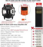 ⁦سوار نايلون محسن 22 ملم من كويك فيت لساعة جارمين فينيكس 7 / فينيكس 6 / انستينكت 2 / ايبيكس برو 47 ملم، اساور معصم منسوجة من النايلون لساعة فوررنر 955/965، فينيكس 5، ايبيكس 2⁩ - الصورة ⁦2⁩