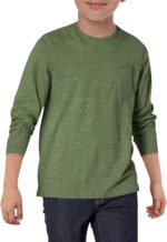 هالو مونينغ قمصان للاولاد باكمام طويلة ورقبة دائرية ضيقة كاجوال مع جيب على الصدر لعمر 5-14 سنة