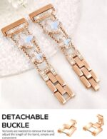 ⁦اساور بلينج من ازوني متوافقة مع ساعة فيتبيت فيرسا 3/4/سينس اند سينس 2 الذكية، سوار ساعة من الستانلس ستيل بتصميم فراشة مرصع باحجار الراين، سوار معدني لطيف للنساء⁩ - الصورة ⁦3⁩