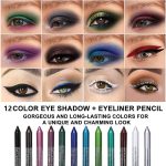 ⁦evpct 12Pcs Green Blue White Black Brown Purple Color Gel Glitter Eyeliner Pencils Set for Women Waterline Waterproof Smudge Proof lapiz de ojos delineador de ojos contra el agua Eye Liner Makeup 1-5⁩ - الصورة ⁦2⁩