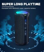 ⁦اورتيزان مكبرات صوت بلوتوث لاسلكية محمولة بصوت ستيريو عالي 40 واط مقاومة للماء بدرجة IPX7 مع بلوتوث 5.3 وصوت جهوري عميق واضاءة LED وميكروفون وستيريو لاسلكي حقيقي للمنزل والاماكن الخارجية⁩ - الصورة ⁦5⁩