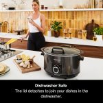 ⁦مورفي ريتشارد قدر طهي بطيء سعة 6.5 لتر مع غطاء مفصلي قابل للفصل، وعاء الومنيوم مقاوم للكسر، 3 اعدادات للحرارة، مقاوم للموقد، سهل التنظيف، 163 واط، اسود، 461020⁩ - الصورة ⁦7⁩