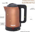 ⁦جيباس غلاية كهربائية من الستانلس ستيل بسعة 1.8 لتر - GK38053 | دوران 360 درجة، حماية من الغليان الجاف والقطع التلقائي، مثالية لغلي الماء والحليب والشاي | 1500 واط، لون نحاسي، كفالة لمدة عامين⁩ - الصورة ⁦6⁩