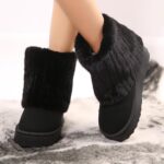 ⁦جزمة شتوية شتوية دافئة من الفرو الصناعي للنساء مع بطانة من الفرو ونعل غير قابل للانزلاق⁩ - الصورة ⁦5⁩