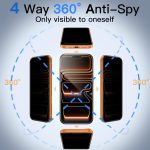 ⁦جيتك شاشة حماية خصوصية 360 درجة لموبايل ايفون 17 برو ماكس 6.9 بوصة، طبقة من الزجاج المقسى 4 اتجاهات مضادة للتجسس مع اداة سهلة التركيب، عبوة من قطعتين⁩ - الصورة ⁦3⁩