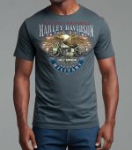 ⁦تي شيرت رجالي مطبوع عليه صورة رمادية دخانية - جولة في الخارج | ايجل بايك⁩ - الصورة ⁦3⁩