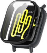 ⁦سكيدو جراب مع شاشة حماية من الزجاج المقوى متوافق مع ساعة ريدمي ووتش 5 اكتيف، جراب حماية كامل من البولي كربونات الصلب لحماية الوجه لساعة ريدمي ووتش 5 اكتيف (اسود)⁩ - الصورة ⁦2⁩