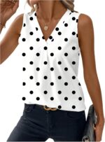 ⁦بلايز نسائية منقطة برقبة على شكل حرف V بدون اكمام من جورجليتر، بلايز انيقة عتيقة للخروج⁩ - الصورة ⁦2⁩