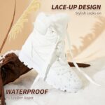 ⁦جزمة دافئة مبطنة بالفرو لمنتصف الساق للنساء، احذية مقاومة للماء للشتاء والثلوج، احذية قتالية برباط غير قابلة للانزلاق⁩ - الصورة ⁦3⁩