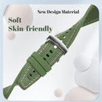 ⁦سوار ساعة بديل من نيسلين متوافق مع ساعة هواوي GT5/GT5 برو 46 ملم 2024/GT4/GT3/GT3 برو/GT2/GT2e/GT رانر/هواوي ووتش 4/4 برو ستاب/22 ملم، سوار بديل من مادة السيليكون والنايلون (اخضر)⁩ - الصورة ⁦4⁩