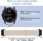 ⁦سوار نايلون سريع 22 ملم من ران بلو لساعة جارمين فينيكس 7/فينيكس 7 برو/فينيكس 6/فينيكس 6 برو/فينيكس 6 برو جي بي اس، اساور رياضية بديلة متوافقة مع جارمين ايبيكس 2/ابروتش S62، ابيض⁩ - الصورة ⁦3⁩