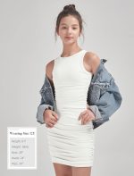 ⁦فستان ضيق قصير مكشكش للبنات بدون اكمام وقبة دائرية بدون اكمام فستان قصير كاجوال للحفلات⁩ - الصورة ⁦5⁩