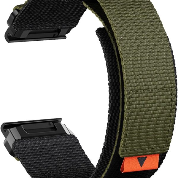 سوار نايلون محسن 22 ملم من كويك فيت لساعة جارمين فينيكس 7 / فينيكس 6 / انستينكت 2 / ايبيكس برو 47 ملم، اساور معصم منسوجة من النايلون لساعة فوررنر 955/965، فينيكس 5، ايبيكس 2