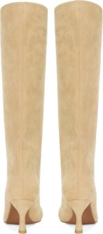 ⁦حذاء برقبة طويلة حتى الركبة للنساء من ونشونزي، مصنوع من الشمواه الصناعي، بمقدمة مربعة وبكعب عالي، حذاء برقبة طويلة حتى الفخذ مناسب للخريف، حذاء كاجوال عصري لطيف Y2K⁩ - الصورة ⁦4⁩