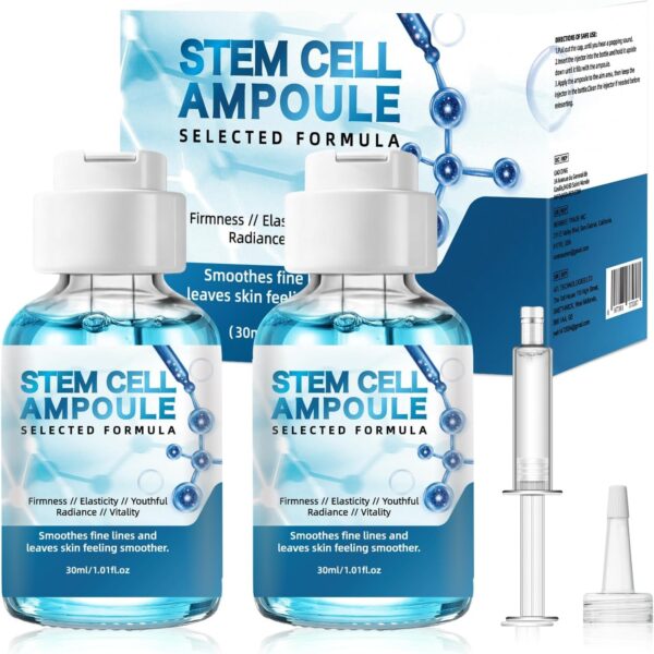 2 Pcs Stem Cell Serum for Face, Stem Cell Microneedling Serum Ampoule Booster to Use with and without Derma Pen, Korean Anti-Aging Skincare for Wrinkles, Scars, Hydration & Rejuvenated Skin