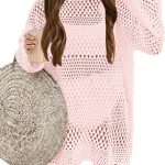 فستان شاطئ كروشيه عصري باكمام طويلة للبنات من تشارم دبليو ام لعمر 5-14 سنة