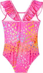 ⁦بدلة سباحة للبنات من قطعة واحدة من سنو هارت، بدلة سباحة سريعة الجفاف بكشكشة مزينة بالزهور لعمر 3-12 سنة⁩ - الصورة ⁦2⁩