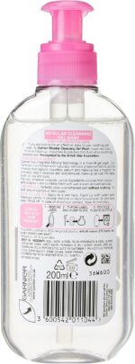 ⁦جارنيير غسول وجه جل من ميسيلار للبشرة الحساسة 200 مل، منظف لطيف للوجه ومزيل المكياج، معترف به من قبل كريم اساس البشرة البريطاني، تركيبة قابلة للشطف ولا تجف وخالية من العطور⁩ - الصورة ⁦2⁩