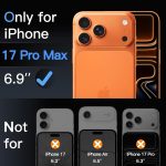 ⁦جيتك واقي عدسة الكاميرا لموبايل ايفون 17 برو ماكس 6.9 انش، غطاء حلقي من الزجاج المقوى بتغطية كاملة بدرجة صلابة 9، لوحة معدنية غير لامعة، مناسب للجراب، عبوة واحدة (برتقالي)⁩ - الصورة ⁦2⁩